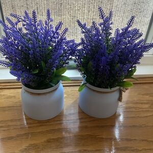 9 artificial plastic flowers planters